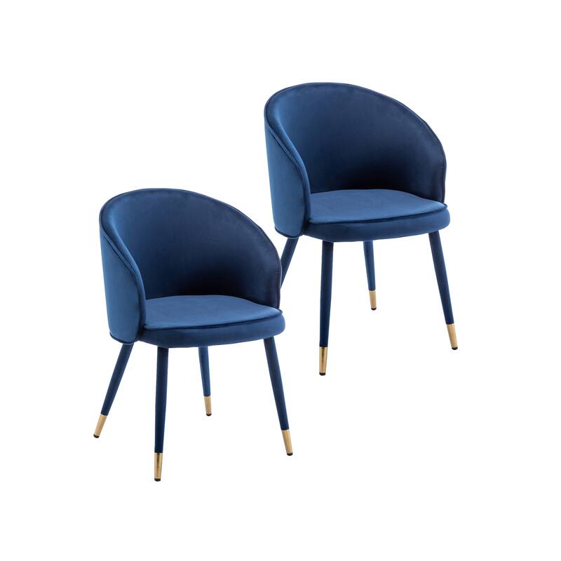 Porthos Home Pru Velvet Dining Chairs with Gold Trim, Set of 2