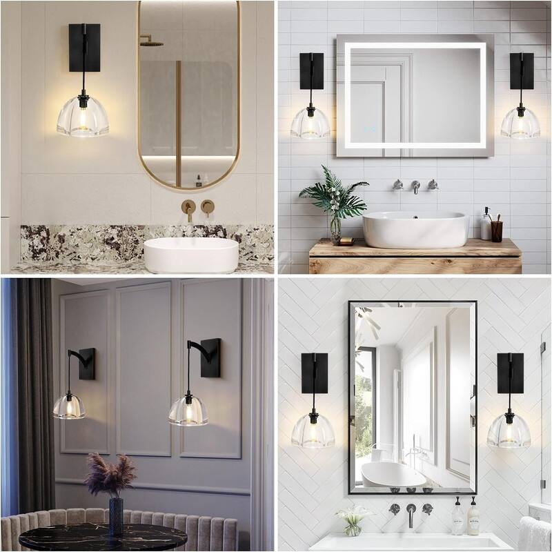 KAYLA 7 in. Modern 1-Lights Black Vanity Light with Luxury Crystal Shade(Set of 1)