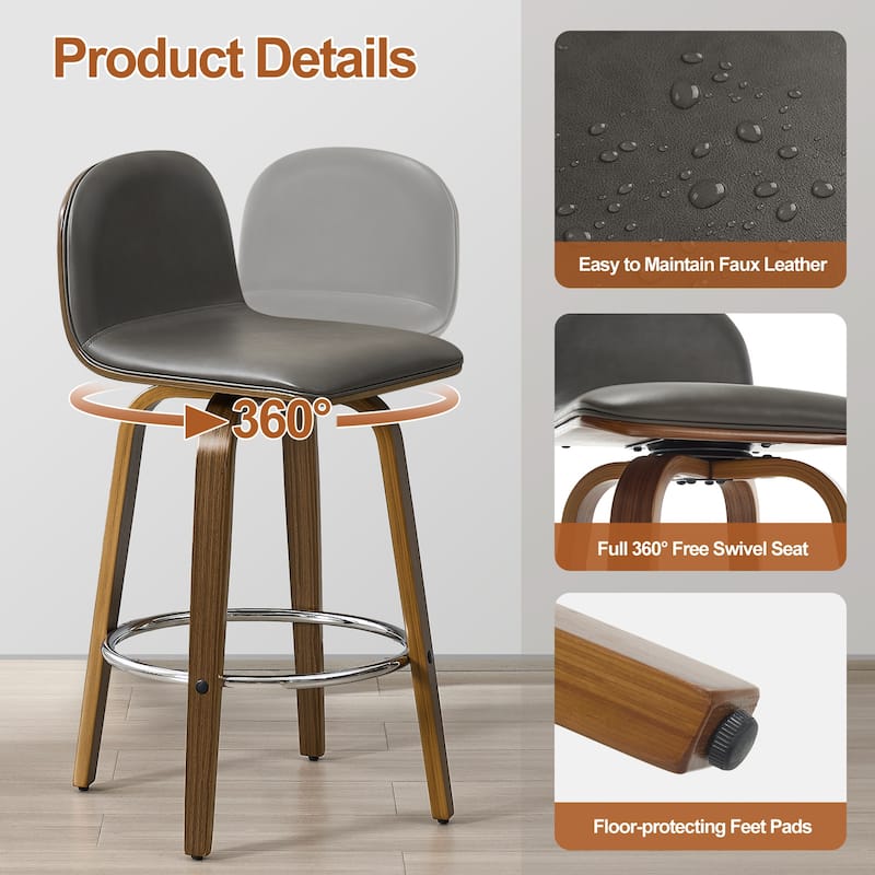 Upholstered Wood Swivel Bar Stools/ Counter Stool