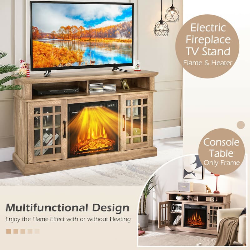 Gymax 48'' Fireplace TV Stand W/ 1400W Electric Fireplace for TVs up