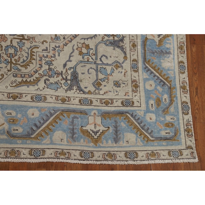 Geometric Tabriz Persian Area Rug Handmade Floral Wool Carpet - 6'7"x 9'8"