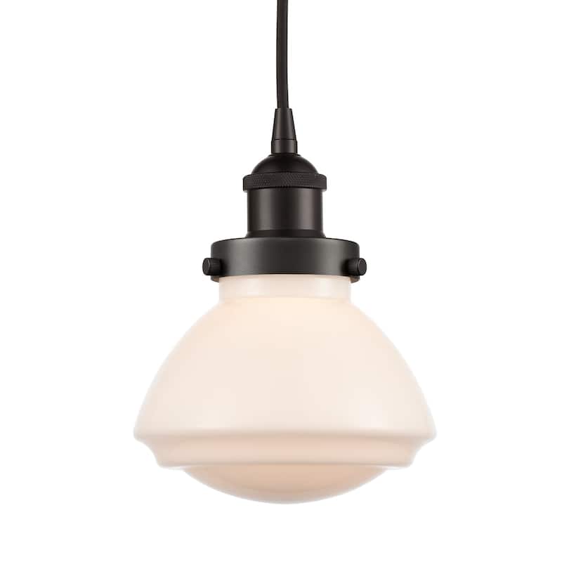 Innovations Lighting 616-1PH-9-7 Olean Pendant Olean 7" Wide Mini - Oil Rubbed Bronze / Matte White