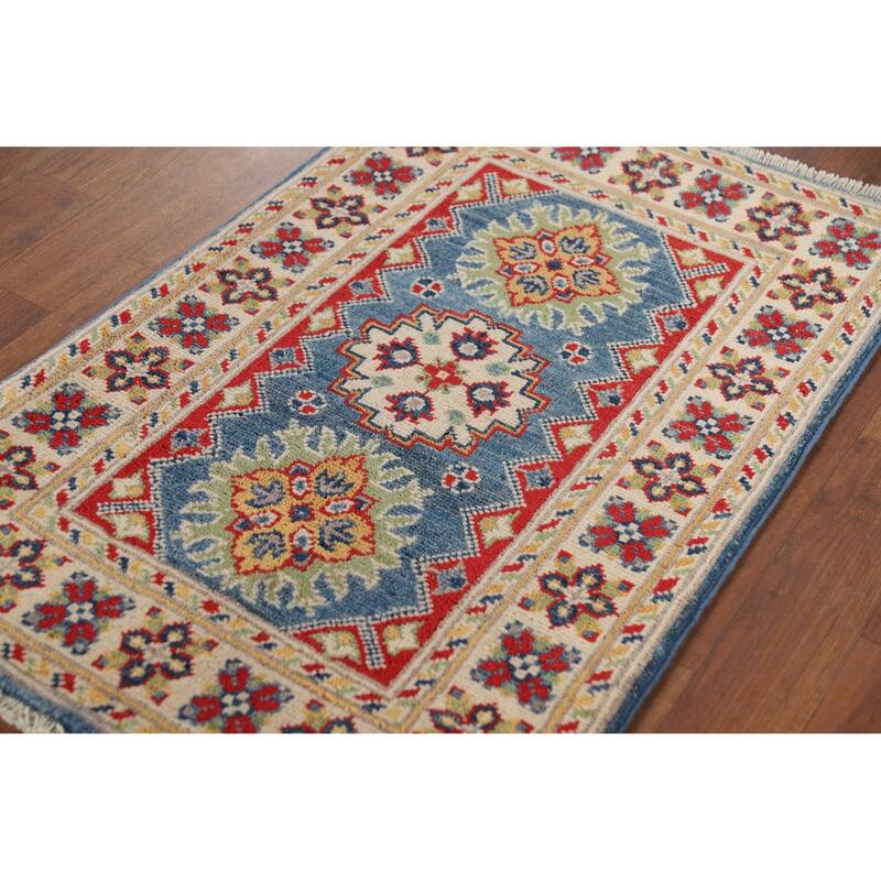 Blue Kazak Oriental Foyer Rug Hand-Knotted Accent Wool Carpet - 2'0" x 3'0"