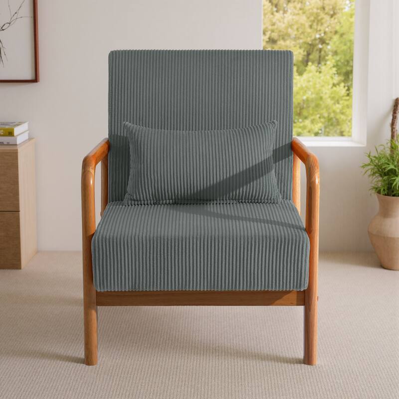 Mid-Century Upholstered Accent Chair with Wood Frame