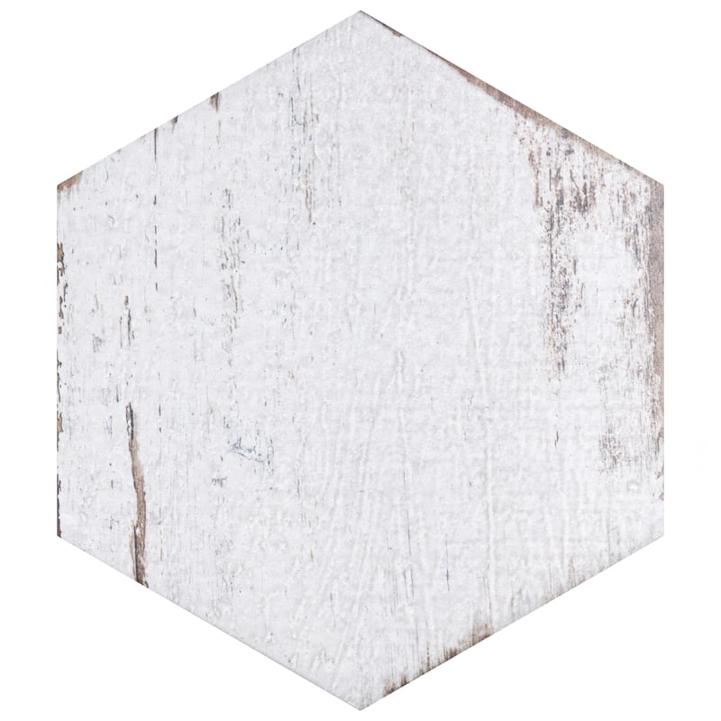 Merola Tile Retro Mini Hex Blanc 7" x 8" Porcelain Floor and Wall Tile