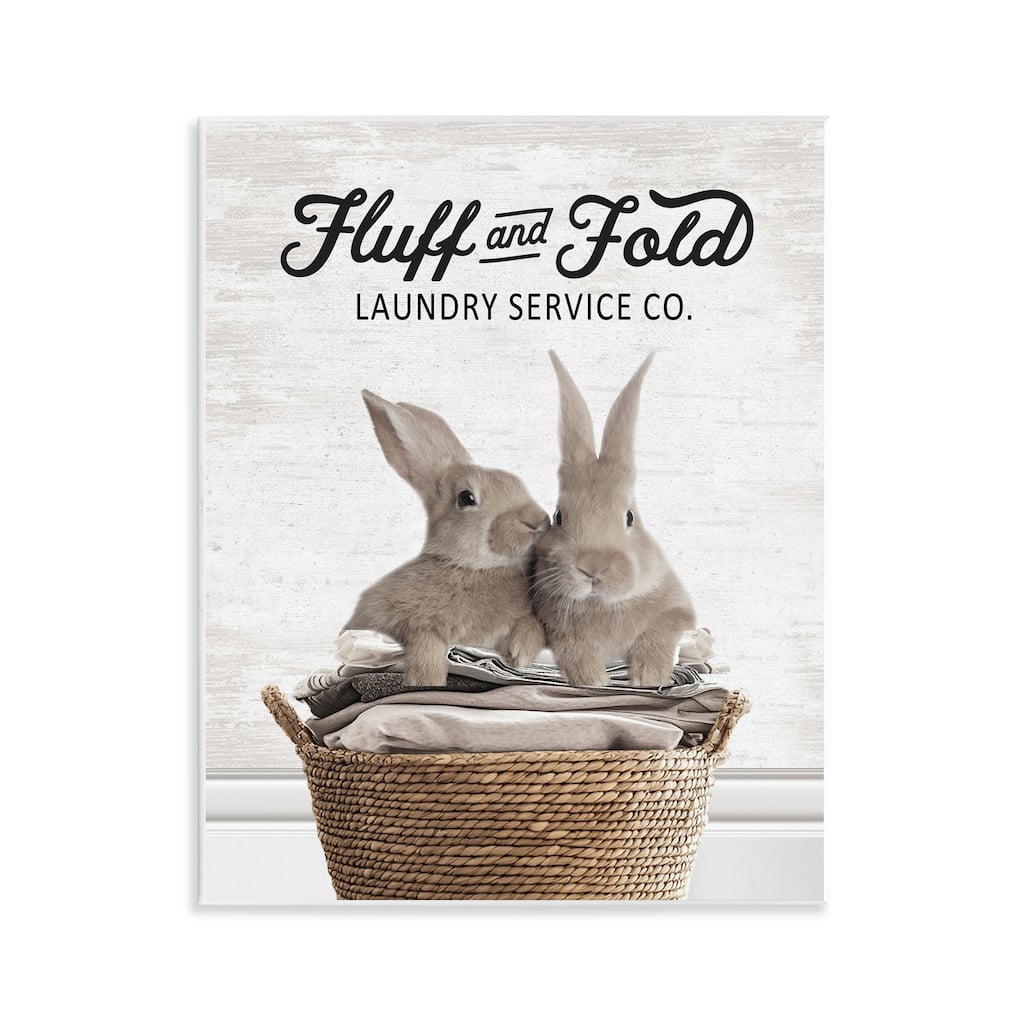 Stupell Vintage Laundry Service Bunnies Wall Plaque Art Design By Lettered and Lined