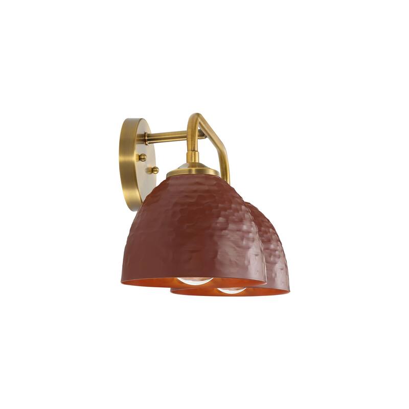 Golden Lighting Shepard 2-light Vanity in Modern Brass and Russet Clay shade