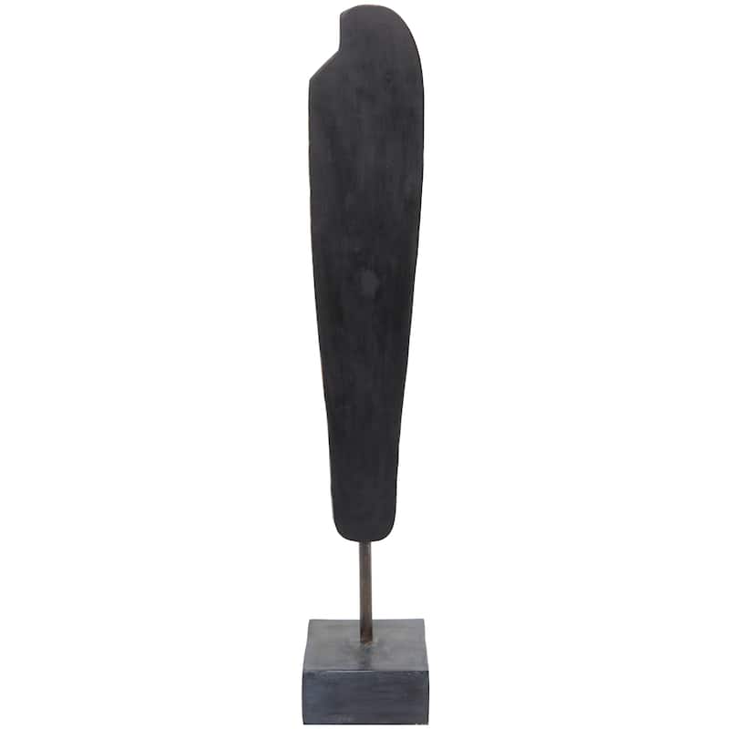 Polystone Mask Slim Carved African Tribal Sculpture with Block Base - Brown - Roche River Decor - 6"W x 5"L x 30"H