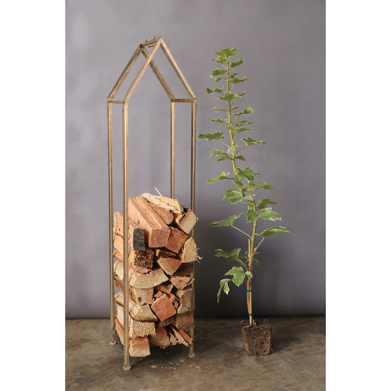 Metal House Shaped Fire Wood Holder with Handle