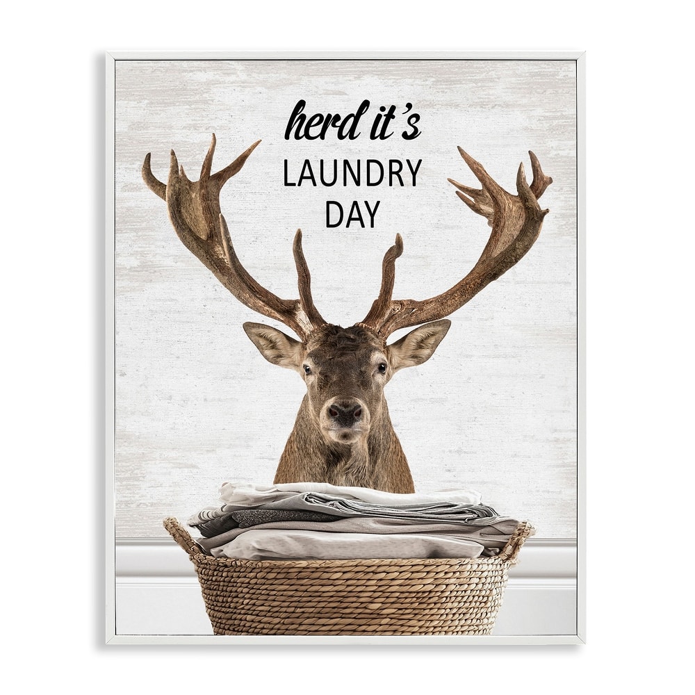 Stupell Herd It's Laundry Day Elk Framed Giclee Art Design By Lettered and Lined