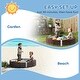 preview thumbnail 7 of 7, Qaba Kids Sandbox with Cover, Round 47" HDPE Large Sand Pit with 3 Seats, Waterproof Bottom Liner, Brown