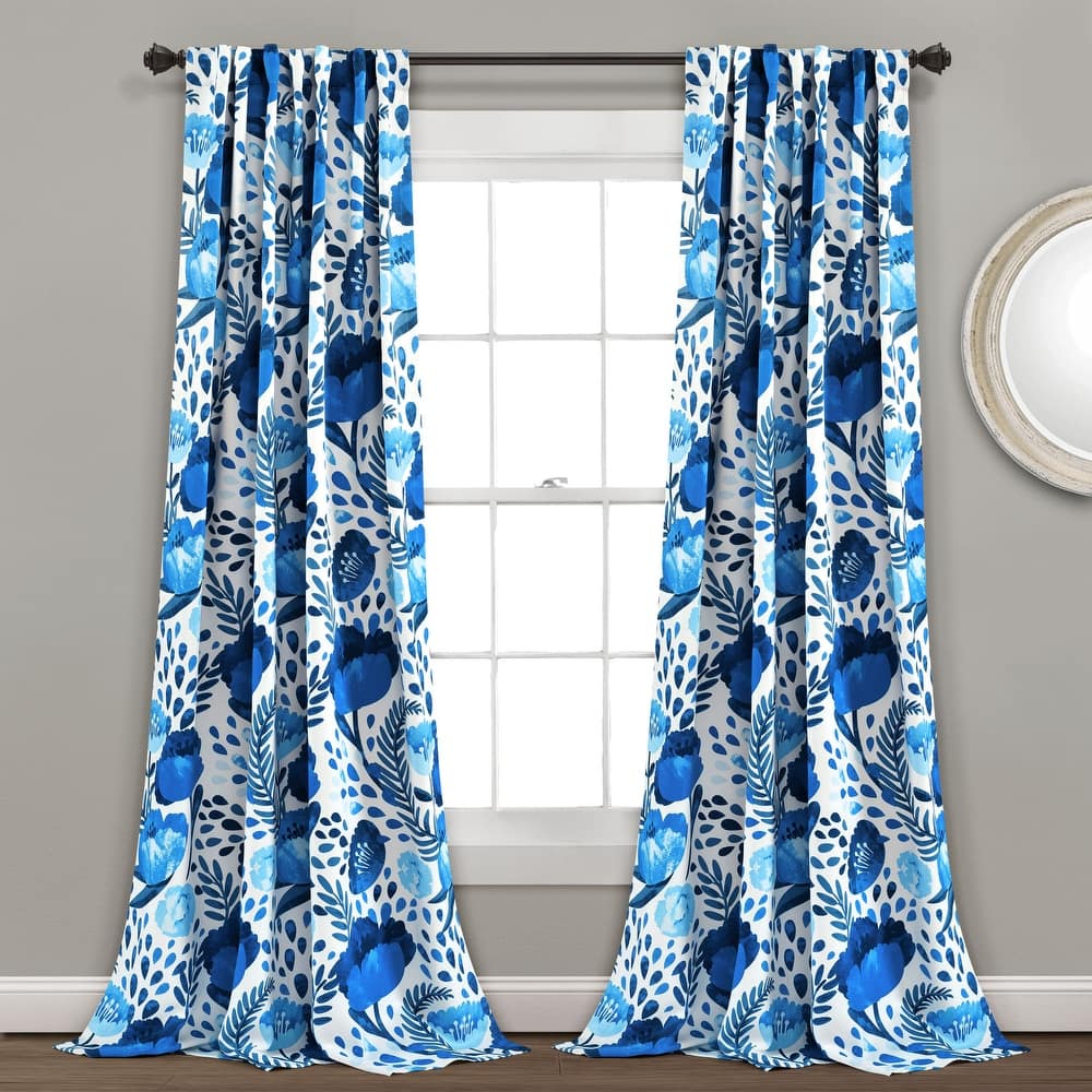 Porch & Den Egger Poppy Patterb Room Darkening Curtain Panel Pair