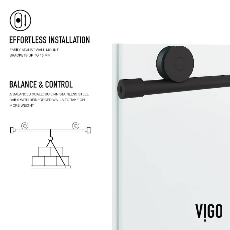 VIGO Elan Frameless Sliding Shower Door