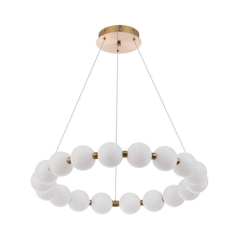 Integrated Round LED Chandelier - Antique Light Fixture with Acrylic Shades