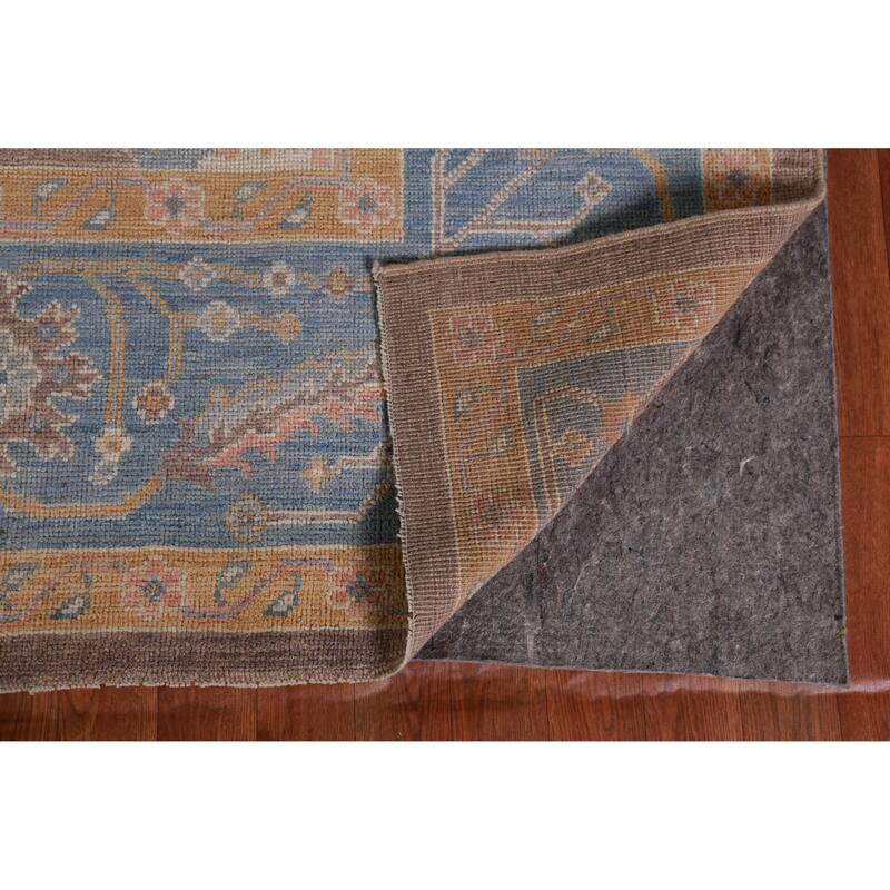 Hand Knotted Oriental 100% Wool Carpet Transitional All-Over Brown Oushak Area Rug - 12' 4'' X 9' 5''