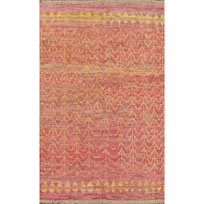 All-Over Moroccan Area Rug Hand-Knotted Wool Carpet - 6'1"x 10'4"