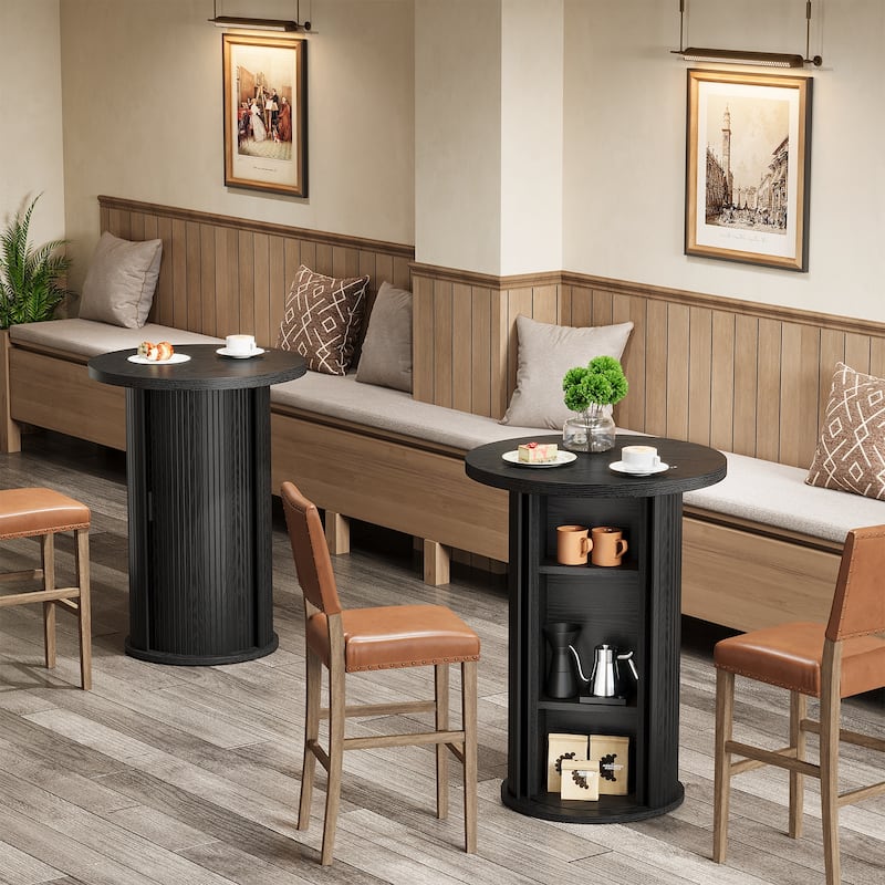 Bar Table, Hidden Storage Cocktail Table, Bistro High Top Pub Unit Kitchen Party Accent Pub Table