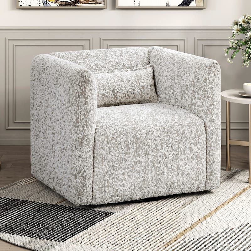 Quinn 33" Jacquard Swivel Chair - Lumbar Pillow, 360-Degree Swivel