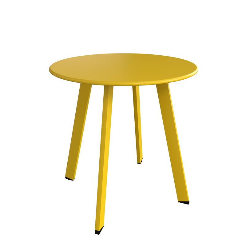 Clihome Round Outdoor Side Table End Table Coffee Table - Yellow
