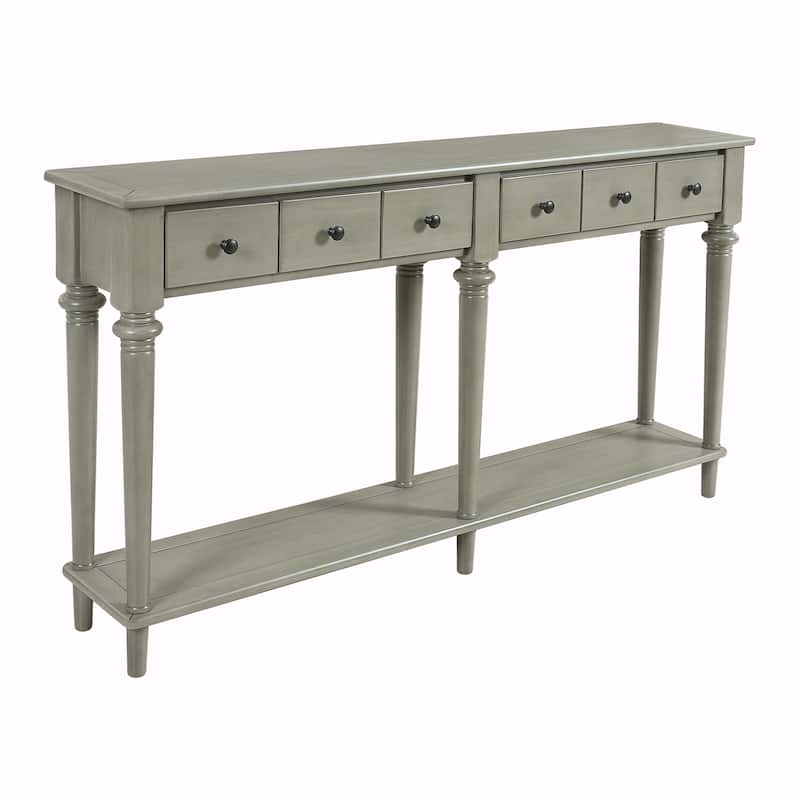 Entryway Table with 4 Drawers and Open Shelf