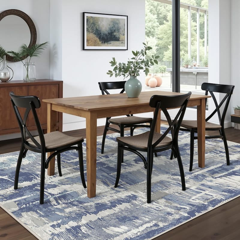 Mcow Textural Wash Collection Abstract Low-Pile Machine-Washable Area Rug