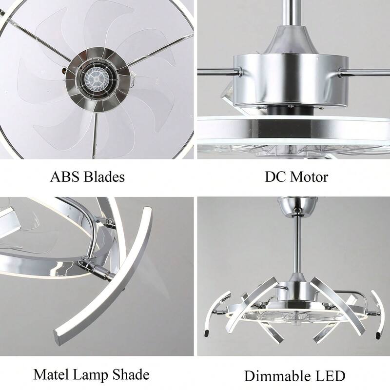 Cusp Barn 24-Inch Dimmable LED 6-DIY Shape Smart Ceiling Fan With Light, 6-Speed Reversible Ceiling Fan Light With Remote
