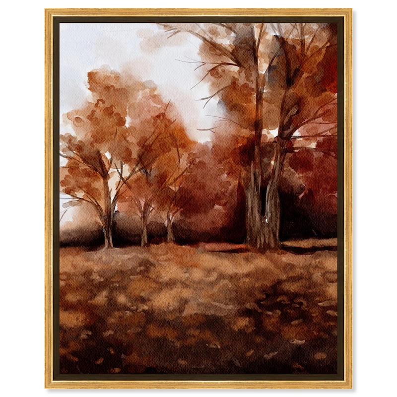 Art Remedy November Landscape Framed Landscape 1 Piece Canvas Wall Art Watercolor Style - 25 x 31 - Gold