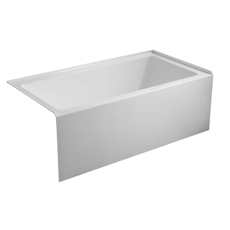 Vanity Art Alcove Soaking Acrylic Bathtub - Left (60" x 32") - Pure White