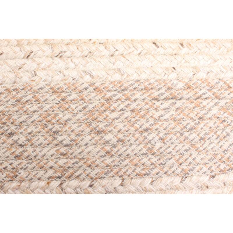 ECARPETGALLERY Braid weave Sienna Beige Wool Rug - 5'4 x 7'3