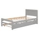 preview thumbnail 18 of 31, Modern Twin Size Platform Bed Frame with Trundle and Headboard
