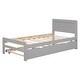 preview thumbnail 7 of 9, Twin Size Platform Bed Frame with Trundle, Modern Design and No Box Spring Required