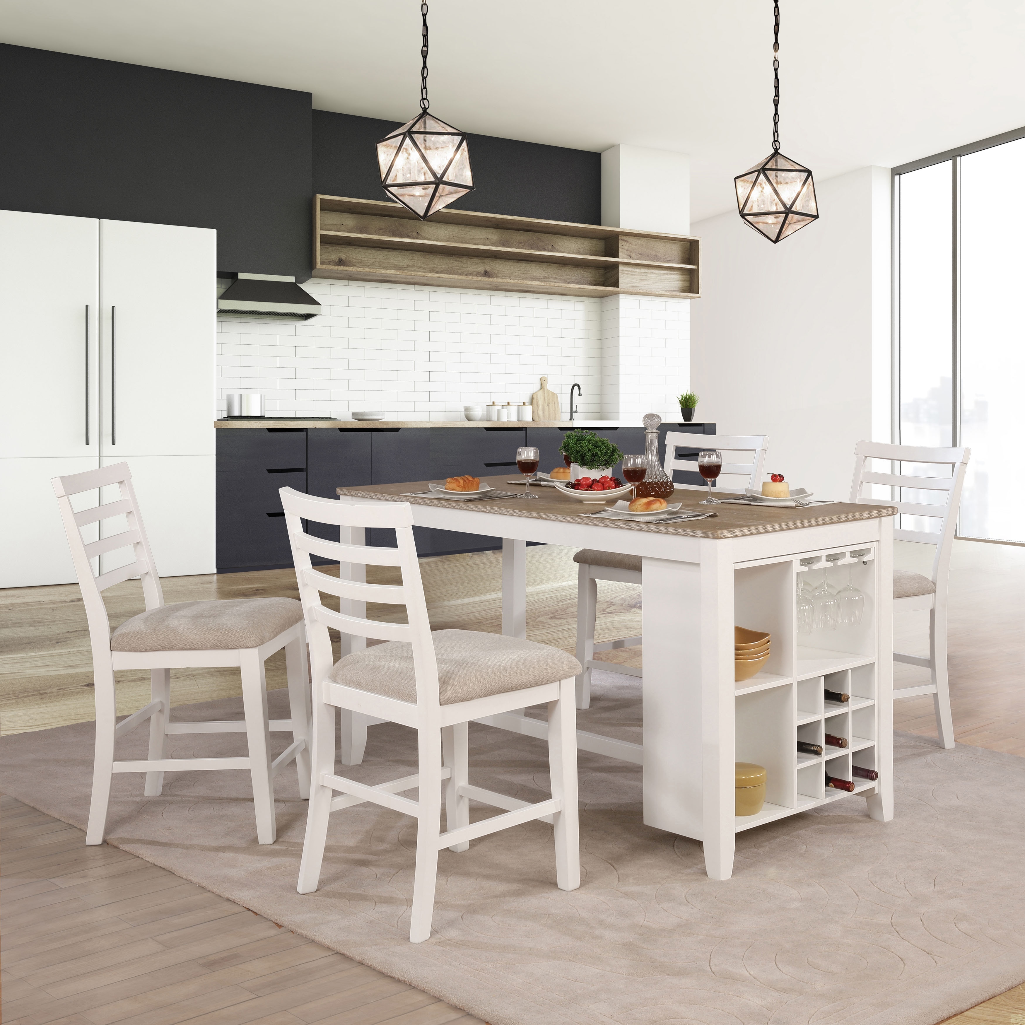 Furniture Of America Biaz Rustic White 63 Inch Kitchen Island Overstock 23570109