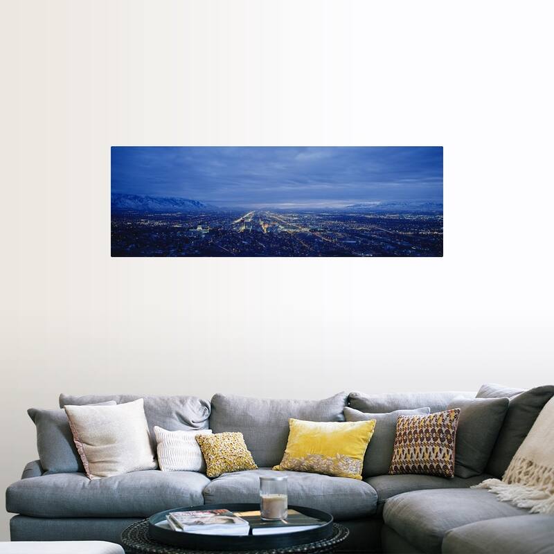 "Aerial view at dusk, Salt Lake City, Utah" Poster Print - Multi - 60 x 20