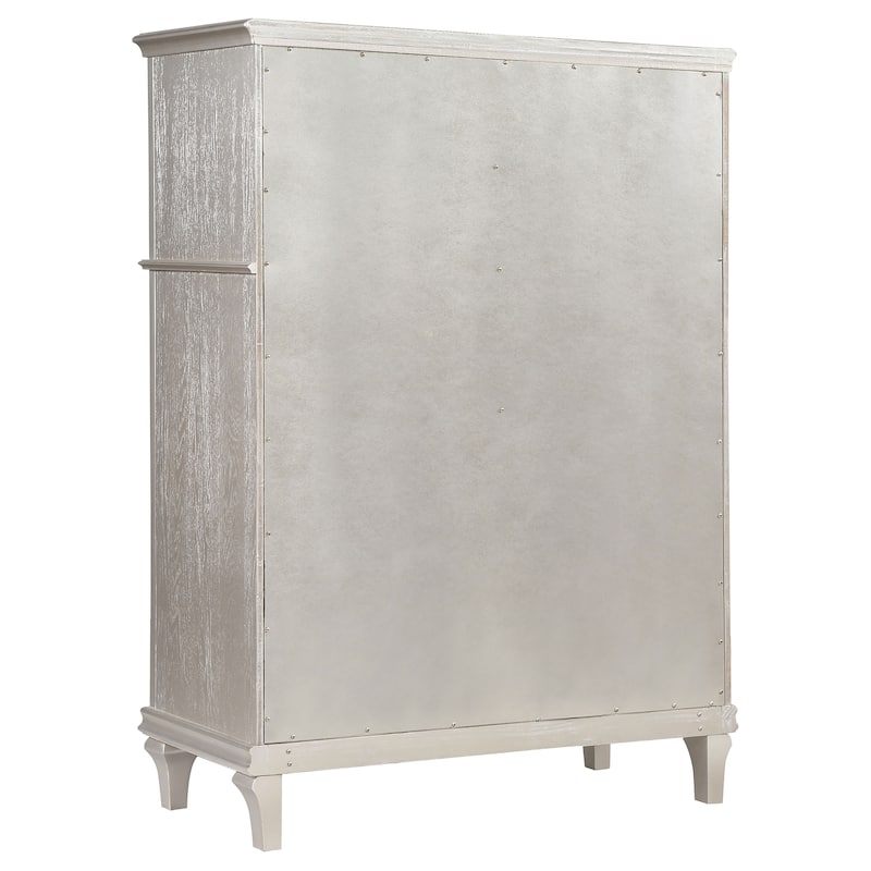 Evangeline Upholstered Platform Bedroom Set Ivory and Silver Oak
