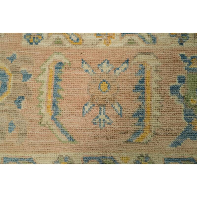 Vegetable Dye Wool Oushak Turkish Area Rug, Medallion Geometric Carpet - 13' 4'' X 9' 10''
