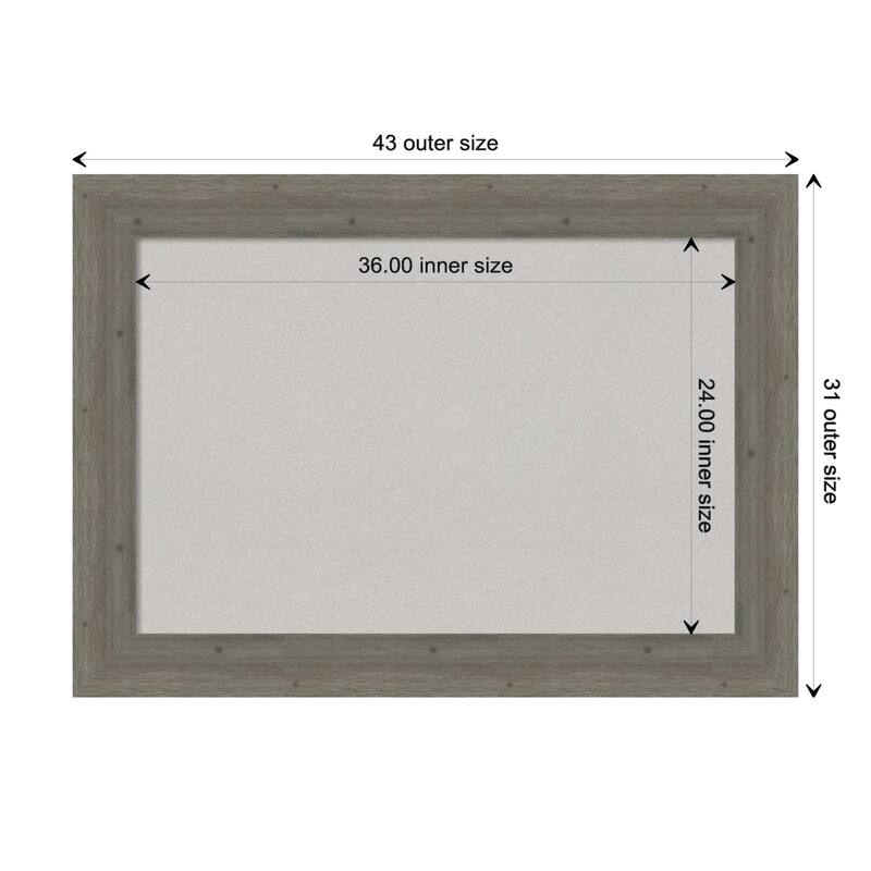 Fencepost Grey Wood Framed Grey Corkboard Bulletin Board - Board Size 36x24