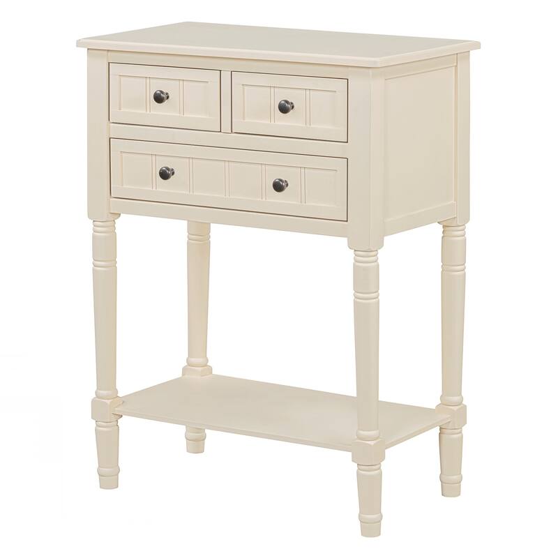 Narrow Console Table, Slim Sofa Table with Three Storage Drawers and Bottom Shelf