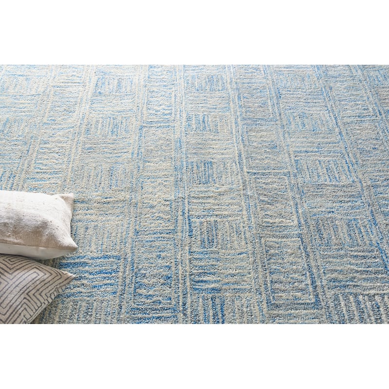 Exquisite Rugs Naturals Handmade Hand-tufted New Zealand Wool on Canvas Blue/Ivory Area Rug