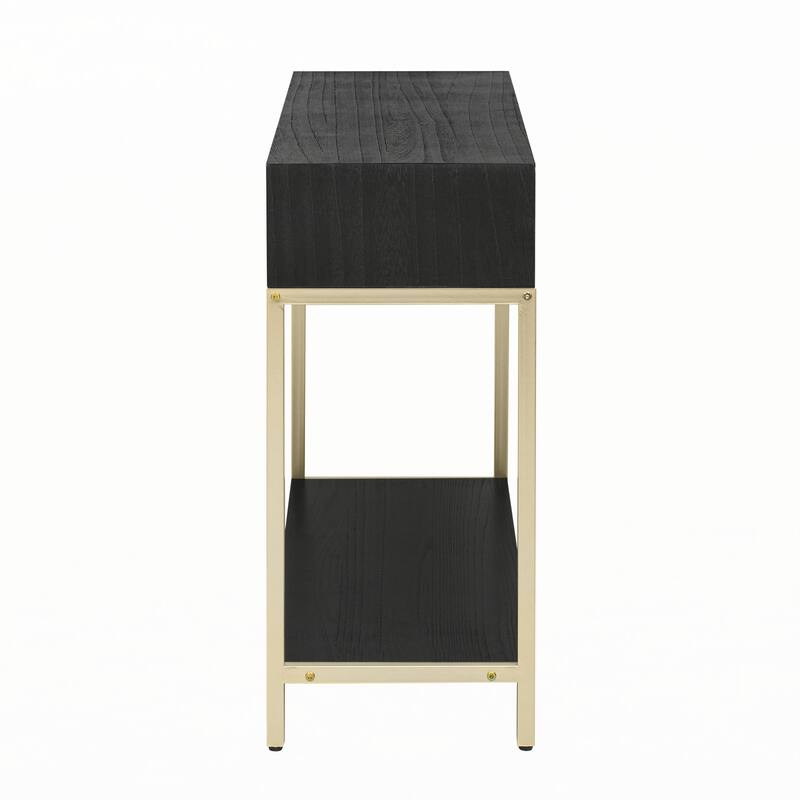 Entryway Console Table with Two Drawers,Black