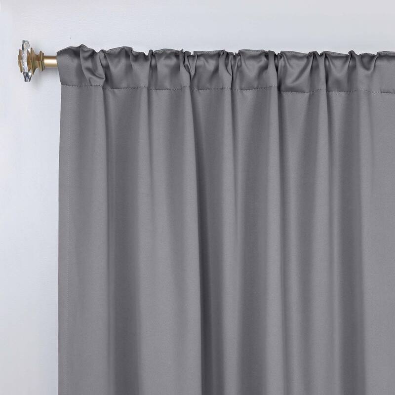 Superior Solid Machine Washable Room Darkening Curtains with Back Tabs, Set of 2