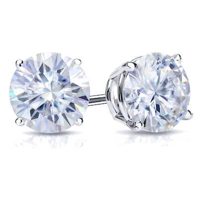 Auriya 14k Gold 2 1/2ctw Round Moissanite Stud Earrings - 7 mm, Screw-Backs