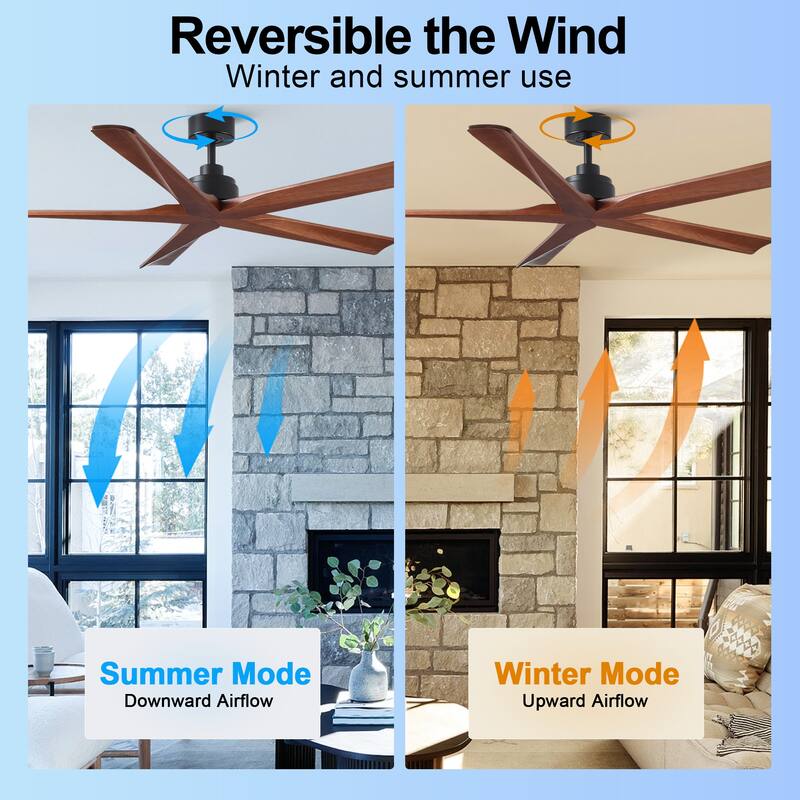 YUHAO SylvanAir Modern 52 in. Flush Mount Outdoor/Indoor Ceiling Fan with 3 Solid Wood Blades and DC Reversible Motor