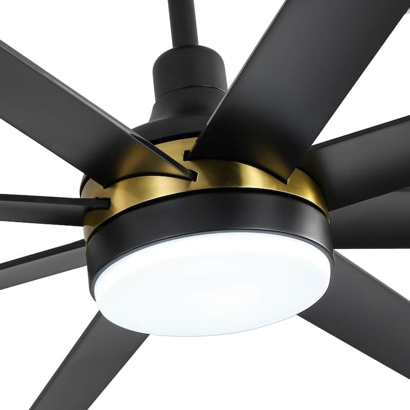 72-in Gold Large Indoor Ceiling Fan with Light Remote (8-Blade)