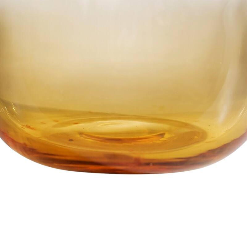 11" Clear And Amber Ombre Glass Round Table Vase - 7.10