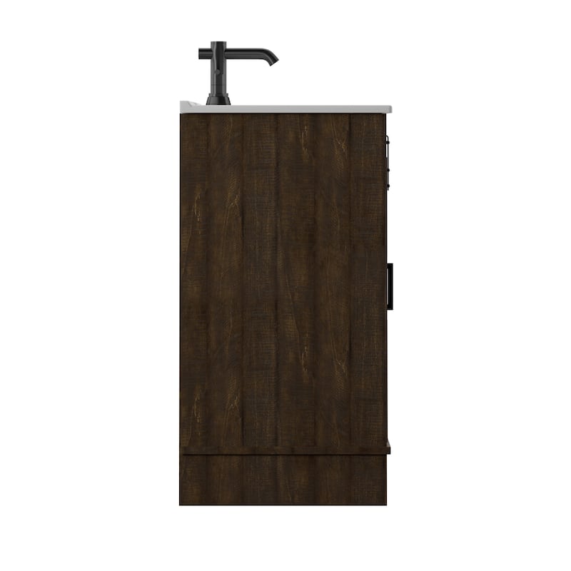 36" Sliding Barn Door Single Bathroom Vanity with Woven Baskets