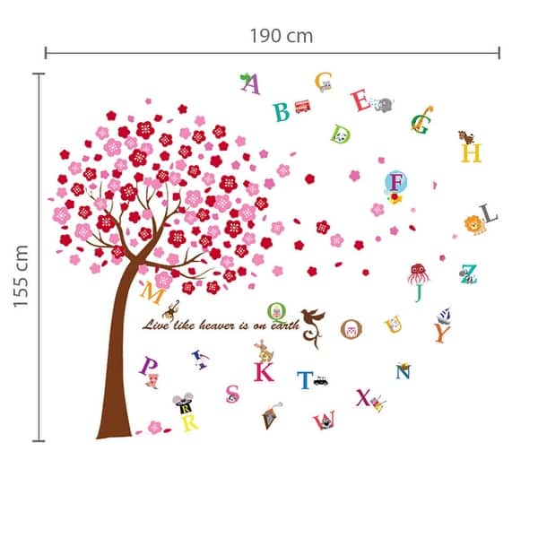 Walplus Huge Pink Tree Alphabets Children Wall Sticker Nursery Decor