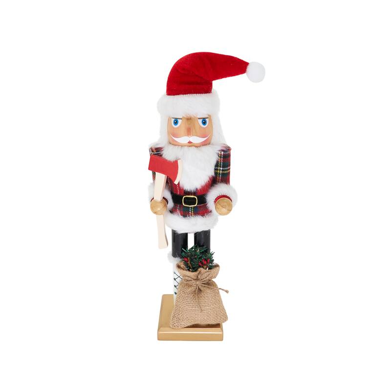 Traditional Nutcracker Figurine, Holiday Décor - Santa with Bag - 15"
