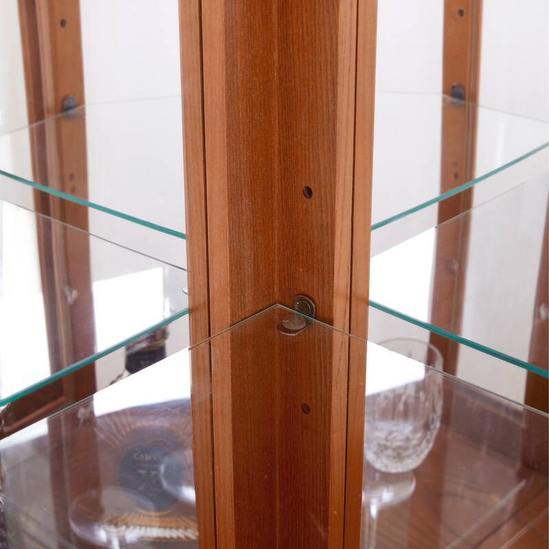 70" Lighted Corner Curio Cabinet with Tempered Glass Doors and Shelves