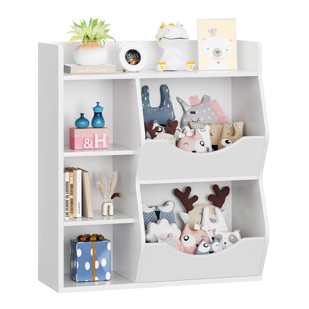 3-Tier Bookshelf Double Side Toy Shelf for Toys and Books