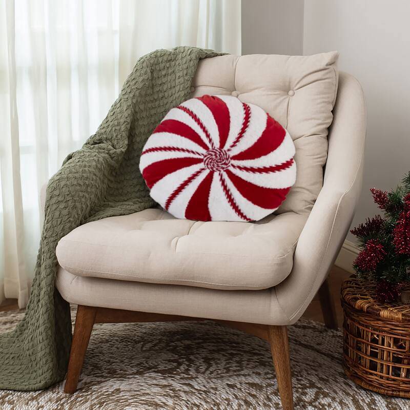 Rizzy Home Peppermint Disc Holiday Throw Pillow